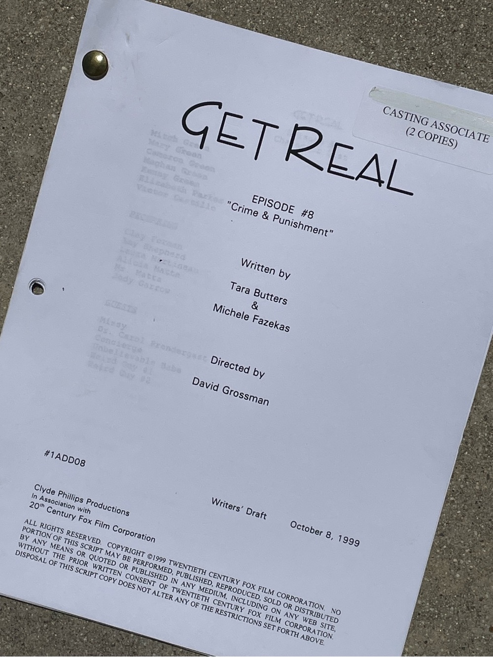 Get Real 90s TV Series Anne Hathaway Eisenberg EOC Production Used Script #8